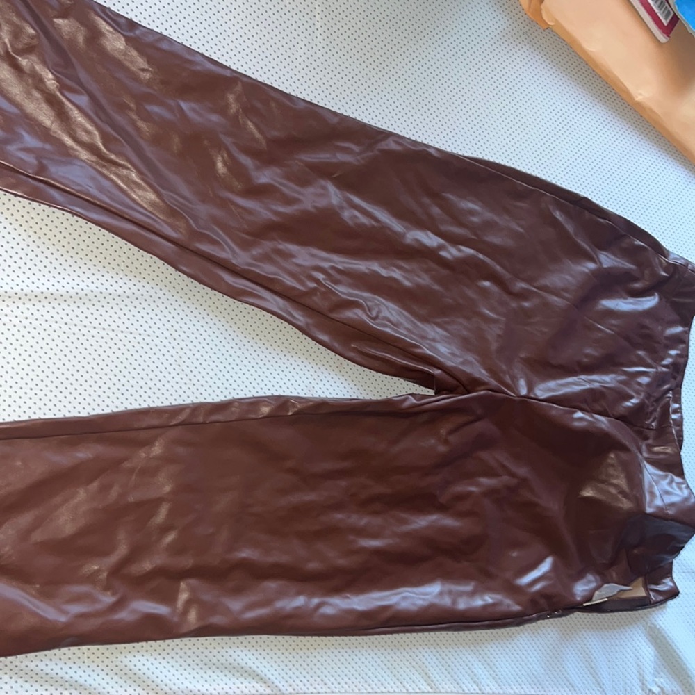 Leather brown pants
